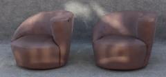 Vladimir Kagan Pair Vladimir Kagan Directional Nautilus Corkscrew Matching Grey Swivel Chairs - 3427812
