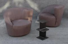 Vladimir Kagan Pair Vladimir Kagan Directional Nautilus Corkscrew Matching Grey Swivel Chairs - 3427902