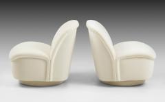 Vladimir Kagan Pair of Ivory Velvet Swivel Lounge Chairs - 1808750