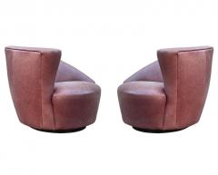 Vladimir Kagan Pair of Leather Mid Century Modern Swivel Lounge Chairs by Vladimir Kagan - 2896736