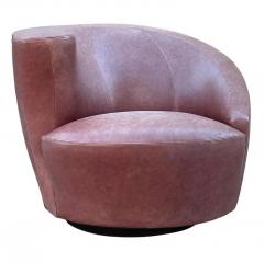 Vladimir Kagan Pair of Leather Mid Century Modern Swivel Lounge Chairs by Vladimir Kagan - 2896737