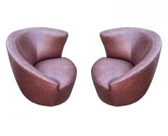 Vladimir Kagan Pair of Leather Mid Century Modern Swivel Lounge Chairs by Vladimir Kagan - 2896738