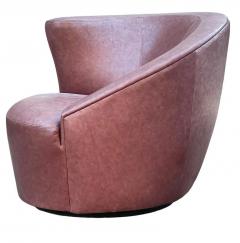 Vladimir Kagan Pair of Leather Mid Century Modern Swivel Lounge Chairs by Vladimir Kagan - 2896739