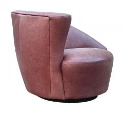 Vladimir Kagan Pair of Leather Mid Century Modern Swivel Lounge Chairs by Vladimir Kagan - 2896769