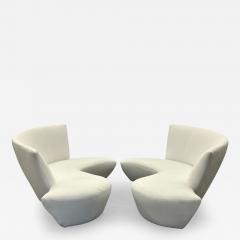 Vladimir Kagan Pair of Mid Century Modern Organic Vladimir Kagan Bilbao Sofas White Boucle - 2883132