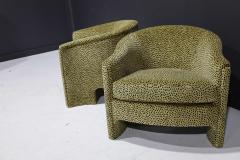 Vladimir Kagan Pair of Mid Century Modern Tub Chairs in Cheetah Print Velvet - 2115726