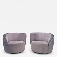 Vladimir Kagan Pair of Nautilus Grey Swivel Chairs attributed Vladimir Kagan Directional - 3000423