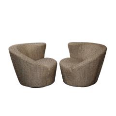 Vladimir Kagan Pair of Nautilus Style Swivel Lounge Chairs 1980s - 2557788