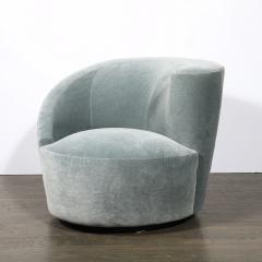 Vladimir Kagan Pair of Powder Blue Mohair Velvet Swiveling Nautilus Chairs by Vladimir Kagan - 4514328