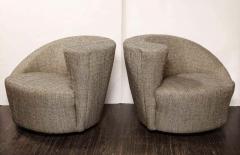 Vladimir Kagan Pair of Vintage Vladimir Kagan Style Swivel Chairs in Black and White Tweed - 2416339