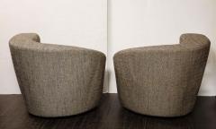 Vladimir Kagan Pair of Vintage Vladimir Kagan Style Swivel Chairs in Black and White Tweed - 2416341