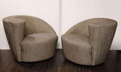 Vladimir Kagan Pair of Vintage Vladimir Kagan Style Swivel Chairs in Black and White Tweed - 2416343