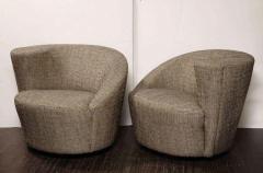 Vladimir Kagan Pair of Vintage Vladimir Kagan Style Swivel Chairs in Black and White Tweed - 2416344