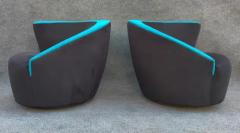 Vladimir Kagan Pair of Vladimir Kagan Directional Nautilus Corkscrew Swivel Chairs Black Blue - 3253822