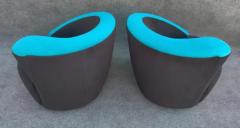 Vladimir Kagan Pair of Vladimir Kagan Directional Nautilus Corkscrew Swivel Chairs Black Blue - 3253872
