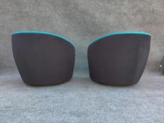 Vladimir Kagan Pair of Vladimir Kagan Directional Nautilus Corkscrew Swivel Chairs Black Blue - 3253900