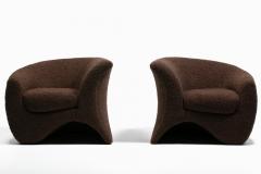 Vladimir Kagan Pair of Vladimir Kagan Hurricane Lounge Chairs in New Chocolate Brown Boucl  - 4621229