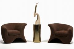 Vladimir Kagan Pair of Vladimir Kagan Hurricane Lounge Chairs in New Chocolate Brown Boucl  - 4621230