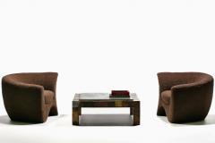 Vladimir Kagan Pair of Vladimir Kagan Hurricane Lounge Chairs in New Chocolate Brown Boucl  - 4621233