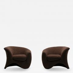 Vladimir Kagan Pair of Vladimir Kagan Hurricane Lounge Chairs in New Chocolate Brown Boucl  - 4621807