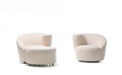 Vladimir Kagan Pair of Vladimir Kagan Nautilus Swivel Lounge Chairs and Ottoman in Ivory Boucl  - 1976905