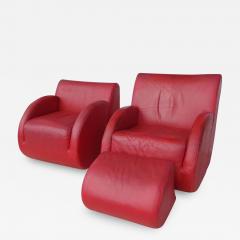 Vladimir Kagan Pair of Vladimir Kagan Rock Star His and Her Lounge Chairs and Ottoman - 2310117