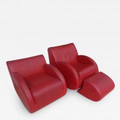 Vladimir Kagan Pair of Vladimir Kagan Rock Star His and Her Lounge Chairs and Ottoman - 2804631