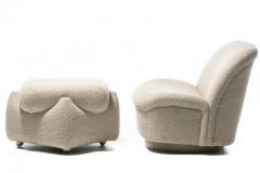 Vladimir Kagan Pair of Vladimir Kagan for Directional Swivel Chairs and Ottoman in Ivory Boucl  - 2630010