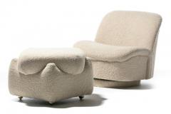 Vladimir Kagan Pair of Vladimir Kagan for Directional Swivel Chairs and Ottoman in Ivory Boucl  - 2630012