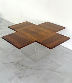 Vladimir Kagan Rare Rosewood Lucite Tic Tac Toe Expandable Coffee Table by Vladimir Kagan - 4726824