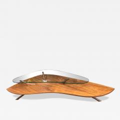 Vladimir Kagan Scrumptious Kagan style Sculptural Walnut 2 Tier Coffee Table Kidney Shaped - 3281726