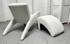 Vladimir Kagan Sculptural Lounge Chair with Matching Ottoman in Boucle - 3475488
