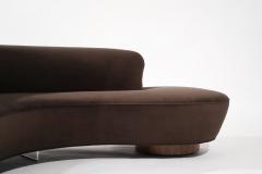Vladimir Kagan Serpentine Sofa in Chocolate Velvet by Vladimir Kagan C 1970s - 3590254