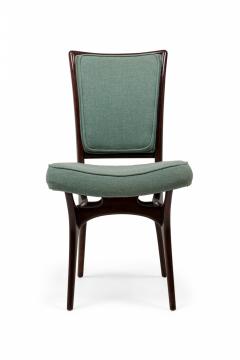 Vladimir Kagan Set of 4 Vladimir Kagan Modern Dark Walnut Teal Upholstered Dining Chairs - 4273395