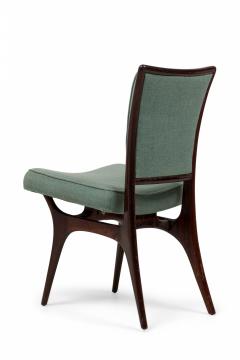 Vladimir Kagan Set of 4 Vladimir Kagan Modern Dark Walnut Teal Upholstered Dining Chairs - 4273398