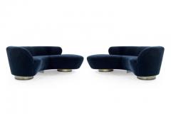 Vladimir Kagan Set of Opposing Serpentine Sofas in Deep Blue Mohair by Vladimir Kagan - 1011893