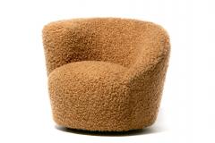 Vladimir Kagan Single Vladimir Kagan Nautilus Swivel Chair in Camel Teddy Bear Fabric - 4480702