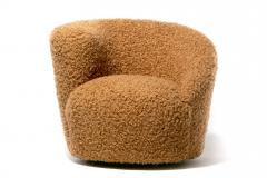Vladimir Kagan Single Vladimir Kagan Nautilus Swivel Chair in Camel Teddy Bear Fabric - 4480703