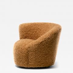 Vladimir Kagan Single Vladimir Kagan Nautilus Swivel Chair in Camel Teddy Bear Fabric - 4483660