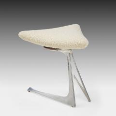 Vladimir Kagan Unicorn Stool in Aluminum and Ivory Boucl  - 1999770