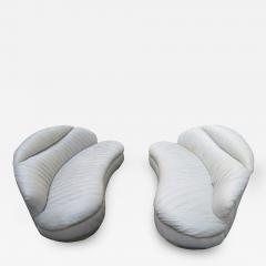 Vladimir Kagan Unusual Pair Vladimir Kagan Weiman Ruched Kidney Shaped Curved Sofa - 1139068