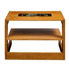 Vladimir Kagan Vladimir Kagan 2 Tier Side Table with Inset Ceramic Tile Top 1950 Signed  - 2383998