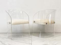 Vladimir Kagan Vladimir Kagan Acrylic Barrel Lounge Chairs in Sheepskin A Pair 1970 - 4331854