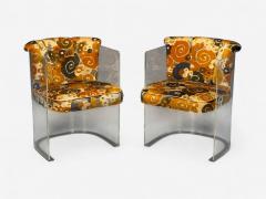 Vladimir Kagan Vladimir Kagan American Modern Lucite Fabric Armchairs USA 1970s - 4321605