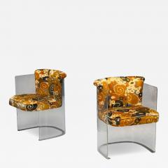 Vladimir Kagan Vladimir Kagan American Modern Lucite Fabric Armchairs USA 1970s - 4325623
