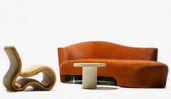 Vladimir Kagan Vladimir Kagan Amorphous Serpentine Sofa in Terra Cotta Velvet for Weiman - 3284465