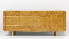 Vladimir Kagan Vladimir Kagan Attributed Sideboard in Burlwood with Brass Accents - 3142452