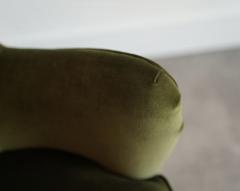 Vladimir Kagan Vladimir Kagan Barrel Lounge Chairs in Olive Green Velvet and Walnut Legs - 4399116