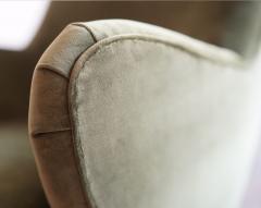 Vladimir Kagan Vladimir Kagan Barrel Lounge Chairs in Olive Green Velvet and Walnut Legs - 4399118