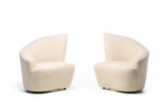 Vladimir Kagan Vladimir Kagan Bilbao Swivel Slipper Chairs in Ivory Boucl  - 2205358